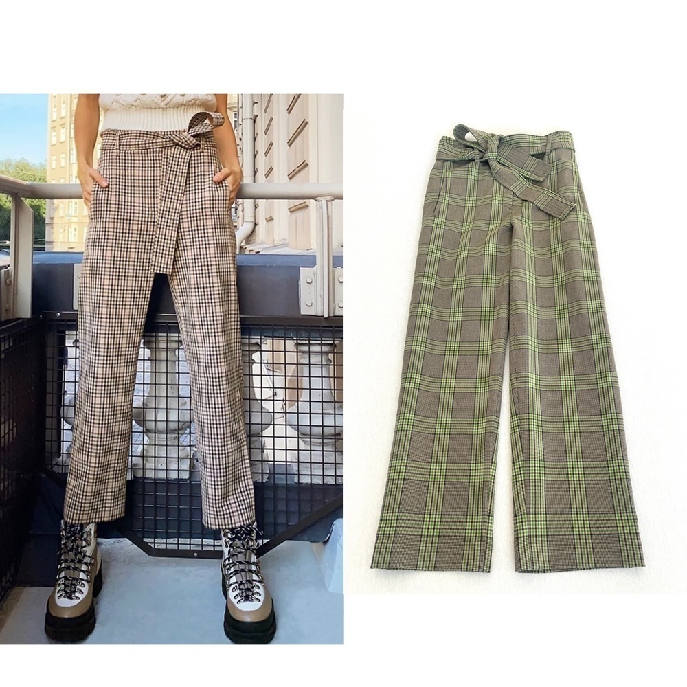 ARITZIA Wilfred Tie Front Plaid Pants